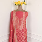 Banarasi Red Unstitched Suit